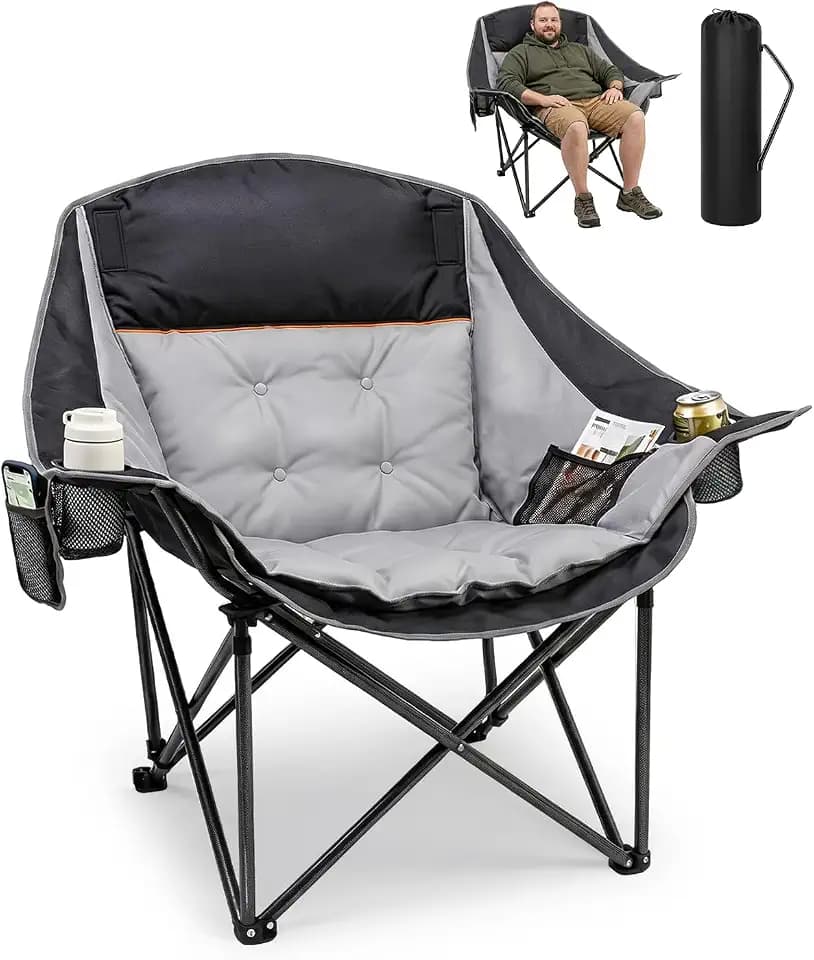 HOPERAN Oversized Camping Chairs for Adults, 500lbs Portable Lawn Chair