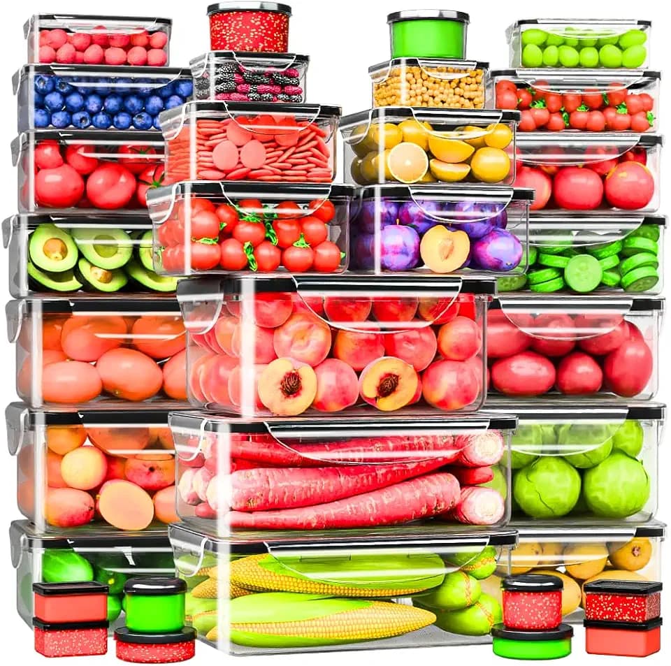 RockBerry 66 Pcs Food Storage Containers with Lids Airtight, Total 19075ML