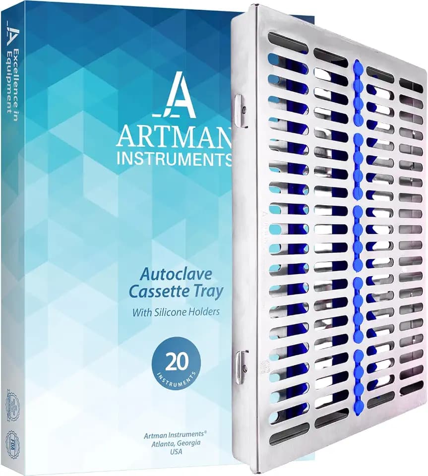ARTMAN Instrument Cassette Rack for 5,7,10 & 20 Instruments Box Dental Instruments Organizer (for 20 Instruments)