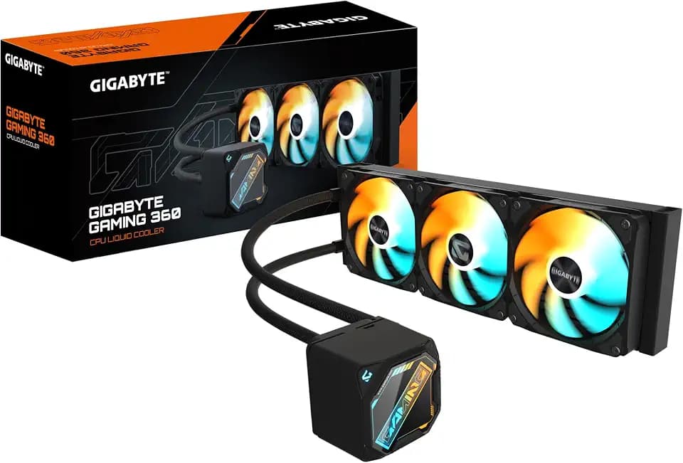 GIGABYTE Gaming 360 Flüssigkeitskühler für CPU - 3x120 mm ARGB-Lüfter, Schiebe-Verriegelungsmechanismus, Daisy-Chain, Kompatibel mit Intel LGA 1851 und AMD AM5