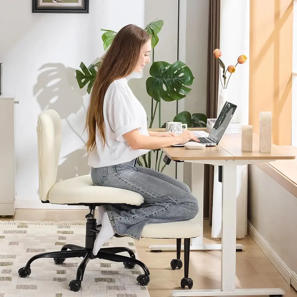 YFO Ergonomic Cross Legged Office Chair, Home Office Desk Chair