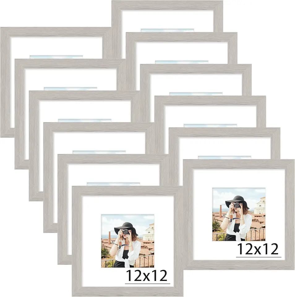 Picrit 12x12 Picture Frame Set of 12, Modern Gallery Wall Frames, Gray