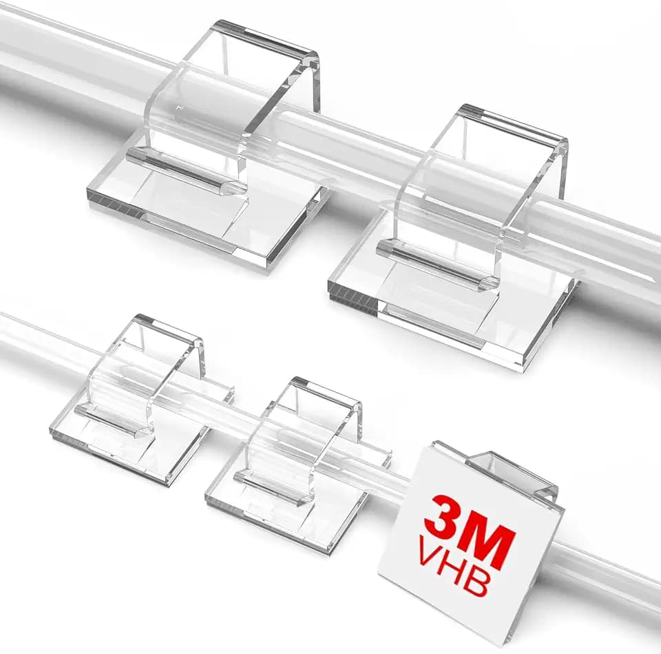 TidyHelper 100 PCS Outdoor Light Clips Clear, Small & Large Cable Clips
