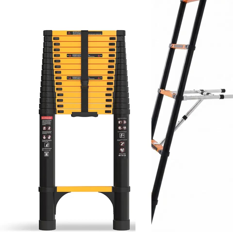 SINMEIRUN Telescoping Ladder, 20.3 FT Pro, 330 lbs Capacity; Yellow