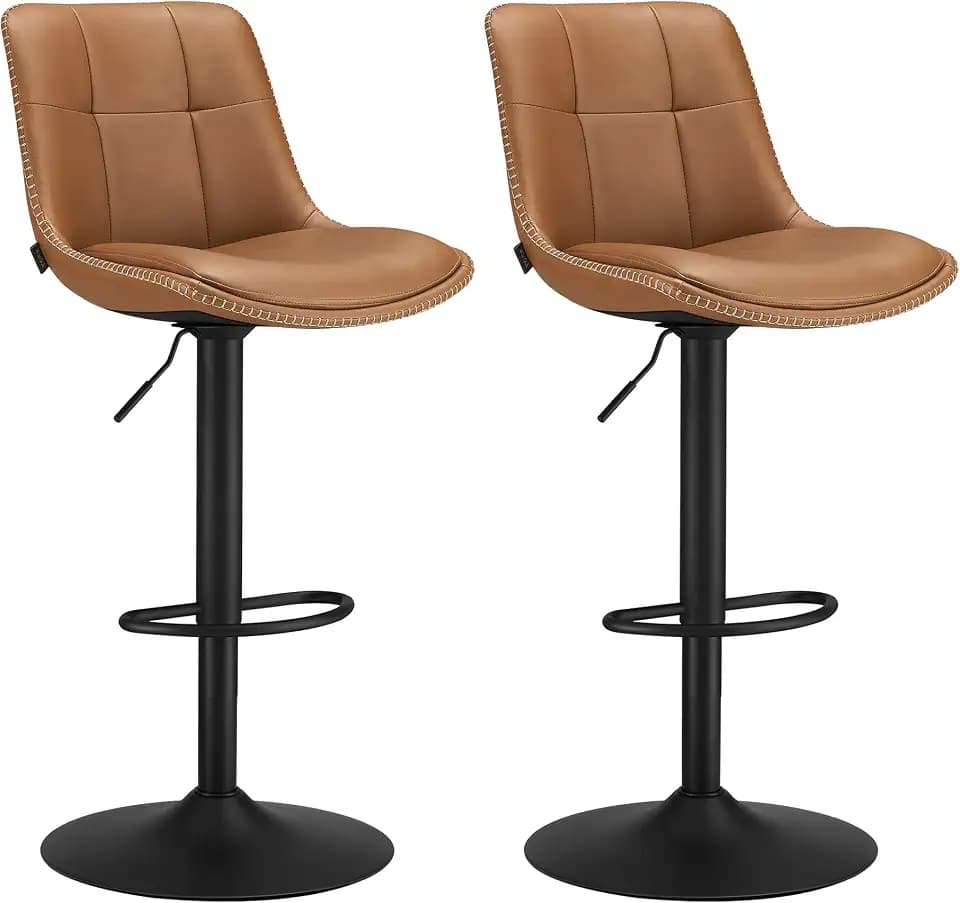 VASAGLE Bar Stools Set of 2, Swivel, Adjustable Height, Quilt