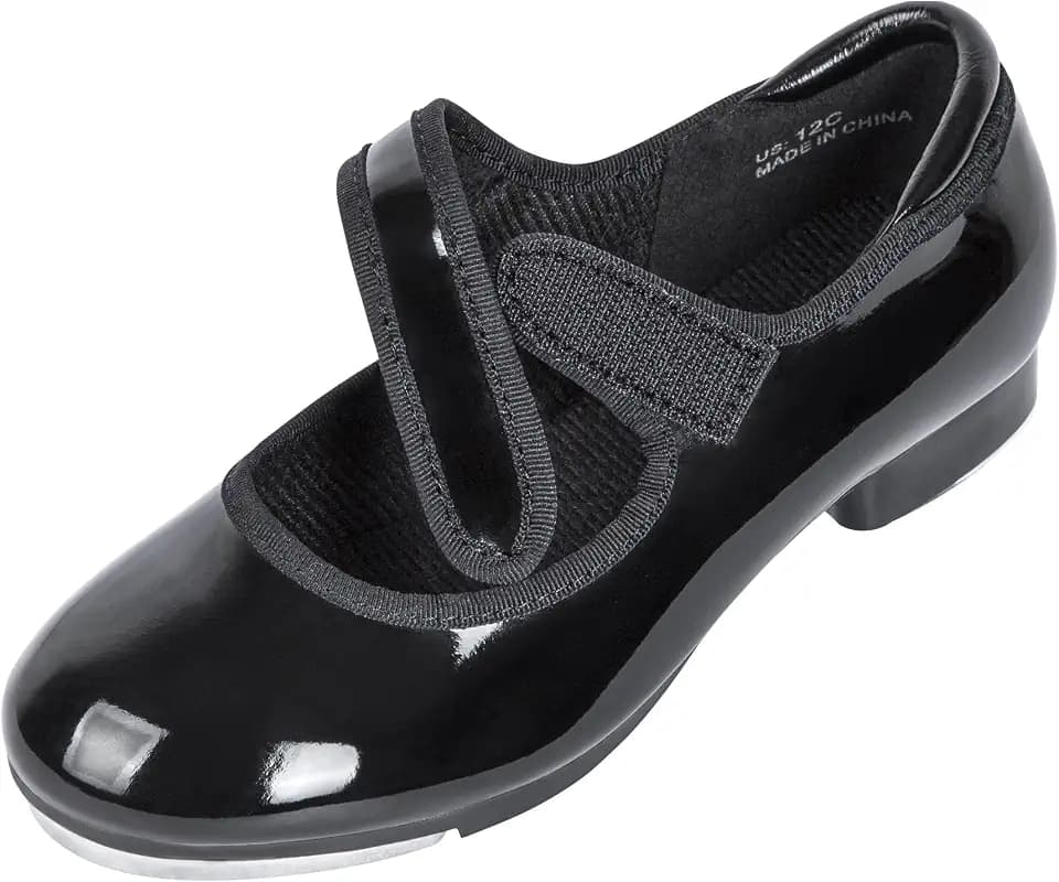 Linodes Upgraded Unisex-Child Easy Strap Tap Shoe with Anti-Slip Sole Patch for Girls and Boys Maryjane Dance Flat