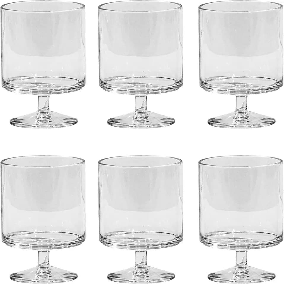 Abode Homewares Stacking 9 oz Durable Acrylic Wine Goblets, Shatter-Resistant and Dishwasher-Safe Indoor/Outdoor Drinkware, Glass for Wine, Sangria, and Spritzers - Clear - Set of 6