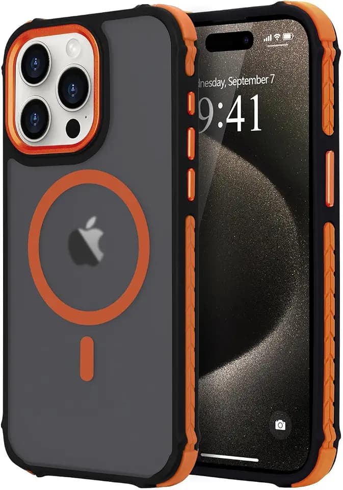 LLZ.COQUE for iPhone 15 Pro Case Compatible with Magsafe, Orange