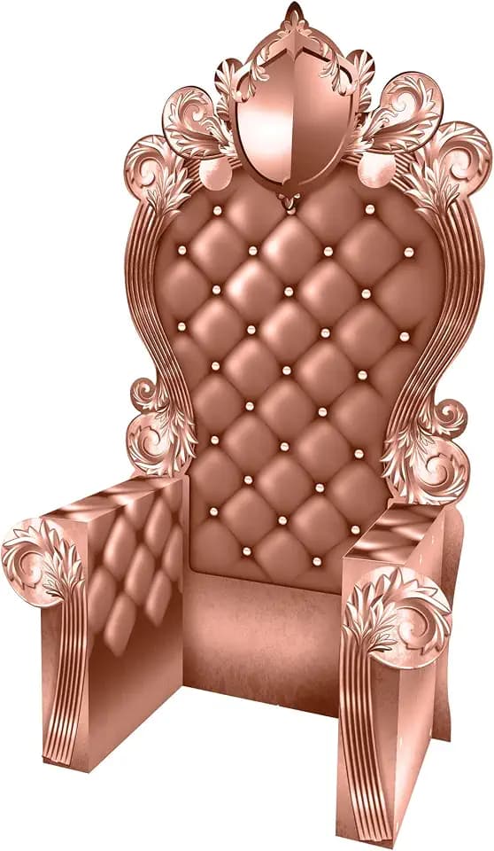 Beistle 3-D Prom Throne Prop – Rose Gold Cardboard Chair Backdrop, Elegant Photo Booth Party Decoration for Galas, Birthday Parties, Dances, Quinceañeras, Ceremonies and Formal Events, 7' 1¾" x 3' 9¼"