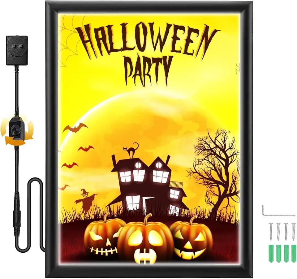 Led Poster Frame 16"×24" Snap Frame with Dimmer Switch Illuminated Backlit Movie Poster Frame in Black Adjustable Brightness LED Light Box For Decoration Exhibition Home Theater Advertisement