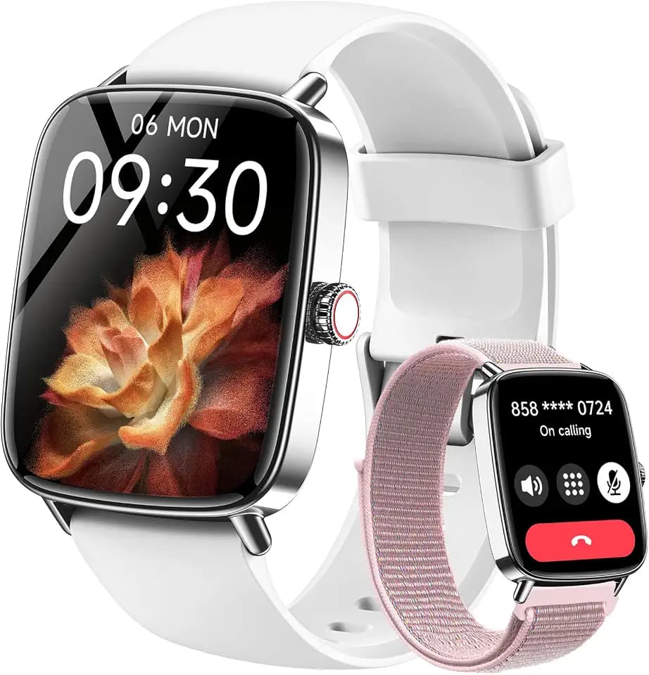 Smartwatch Damen 1.85" 2 Armbänder Metallrahmen für Samsung Android iOS