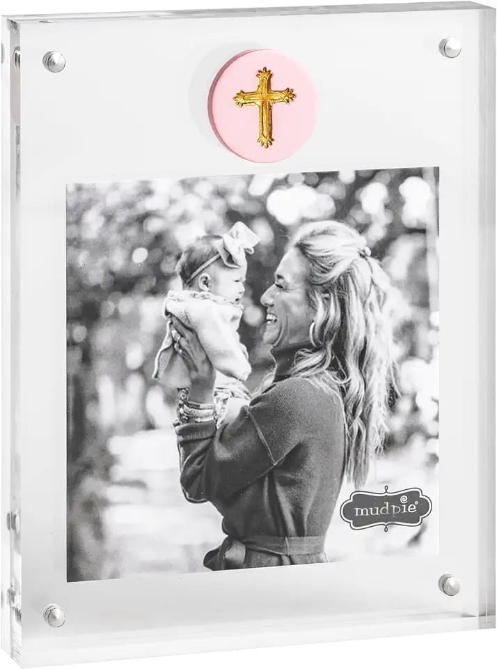 Mud Pie Acrylic Pink Cross Icon Picture Frame