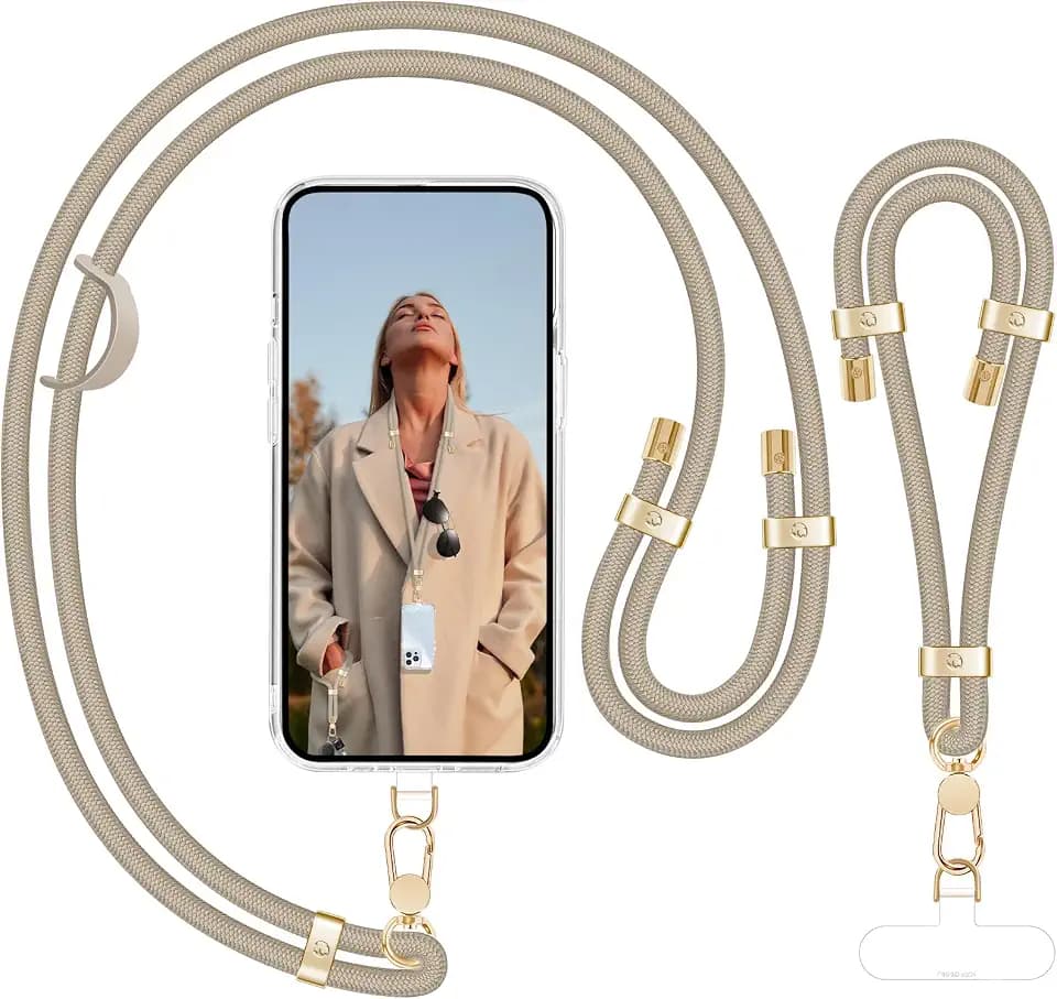 UKON Phone Lanyard Crossbody Phone Strap and Wrist Strap Set Adjustable Neck Strap 2 Phone Patches with Premium Metal Buckle Compatible with Most Mobile Phone