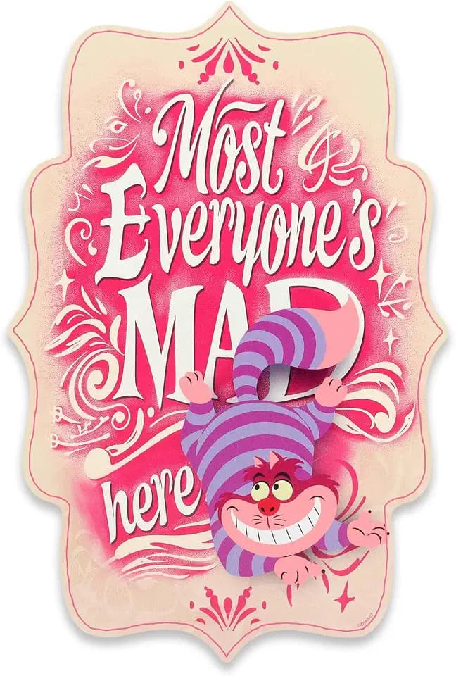 Disney Alice in Wonderland Most Everyone's Mad Here Wood Wall Decor