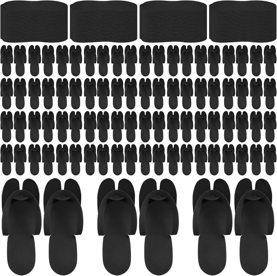 JaGely Disposable Pedicure Slippers Bulk Black EVA Flip Flops