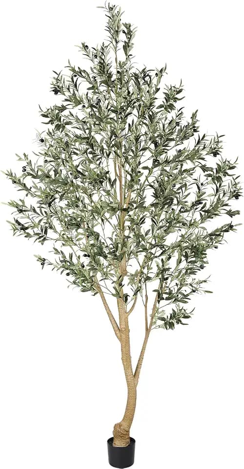 Realead Tall Faux Olive Tree 9ft with Thick Trunk & Realistic Leaves