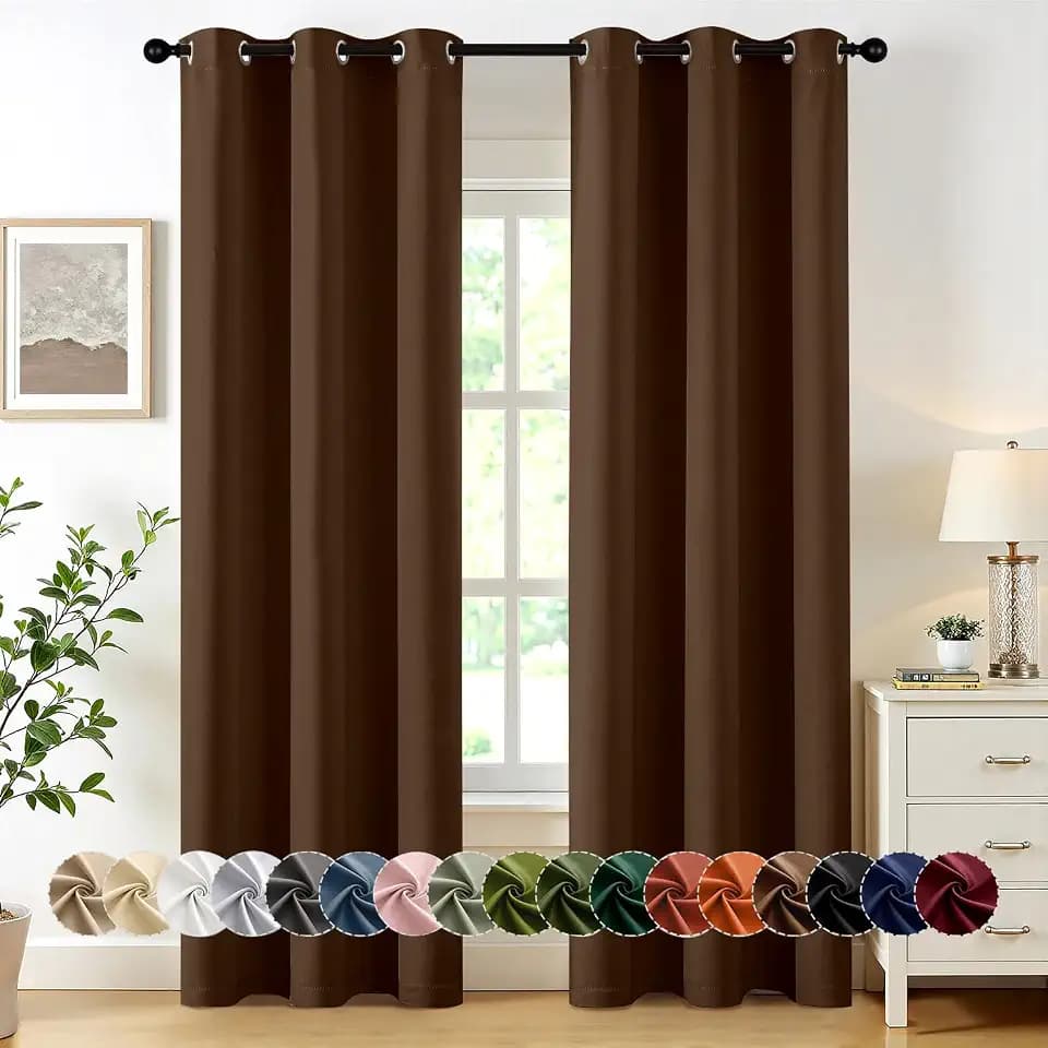 MIULEE Blackout Curtains for Bedroom 2 Panels 40 x 72 Inch Long Brown