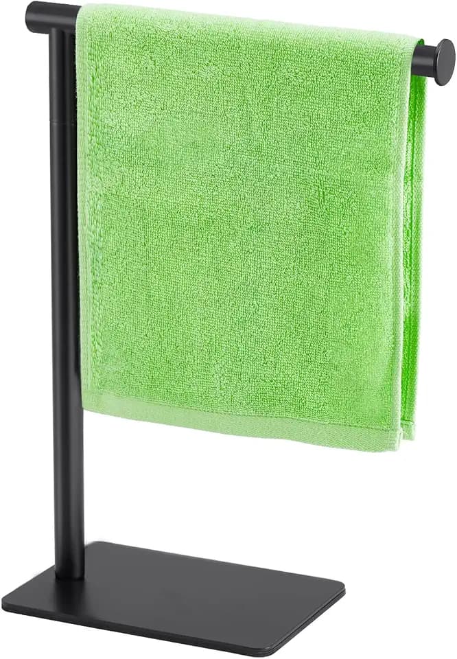 Hand Towel Holder Stand, DECLUTTR Stainless Steel Towel Rack for Bathroom Countertop, Black Free Standing Hand Towel Rack