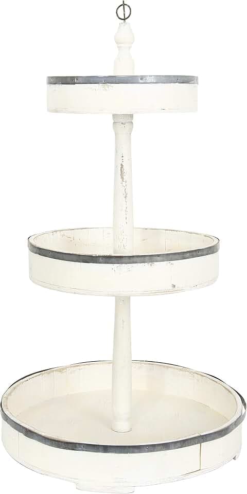 Creative Co-Op Decorative Wood & Tin 3 Tier Tray
