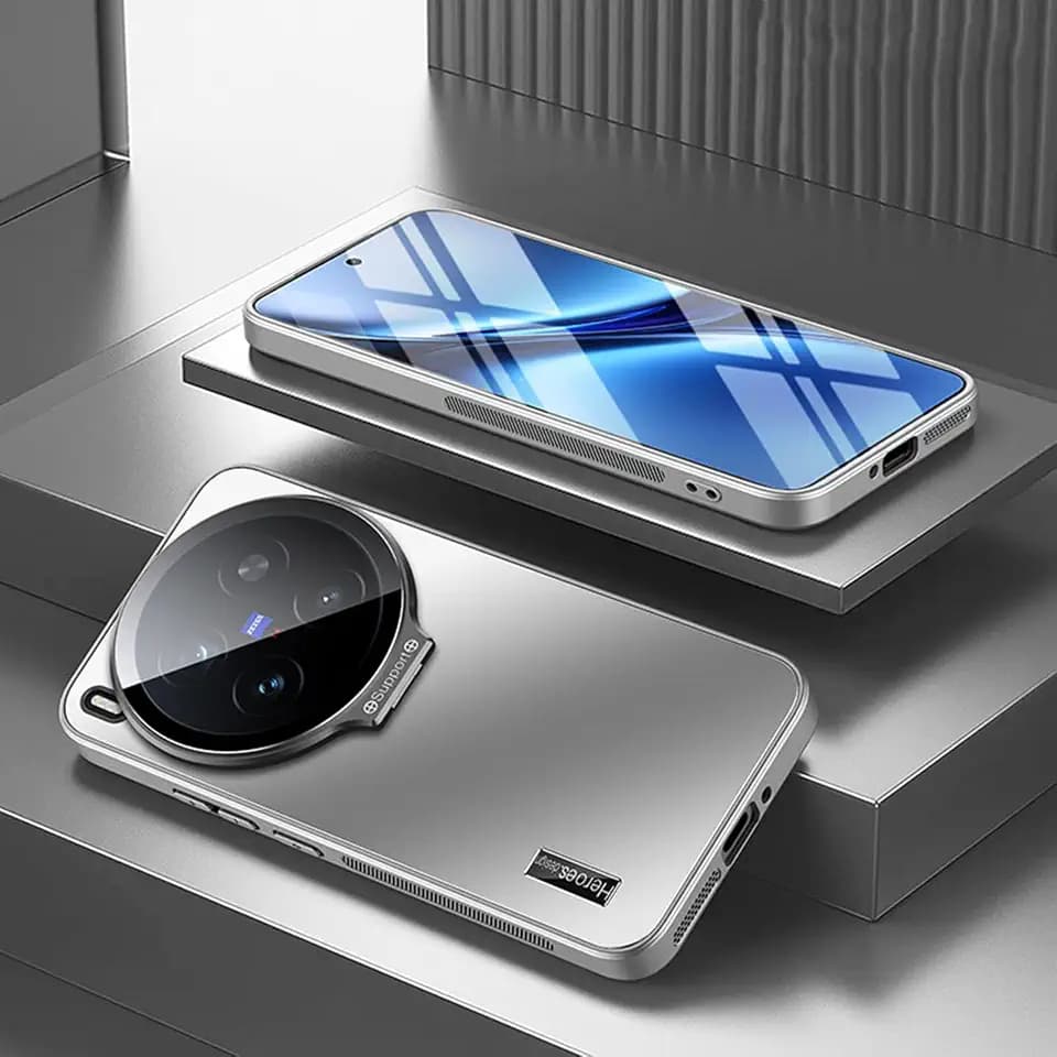 TIANYUE Hülle für vivo X300 Pro, Slim Shell Film Integrierte Handyhülle mit Objektivdeckel der Kamera, PC Hard Cover mit Halterung für vivo X300 Pro-Silber