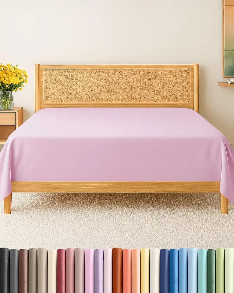 Queen Flat Sheet - Single Top Flat Sheet Only - Soft & Cooling - Light Pink