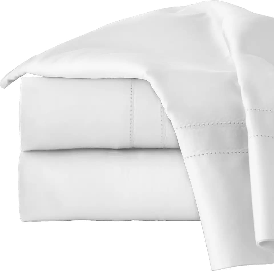 Pointehaven 620 Thread Count 100% Long Staple Cotton Deep Pocket Oversized Super Soft Sateen Sheet Set, California King, White