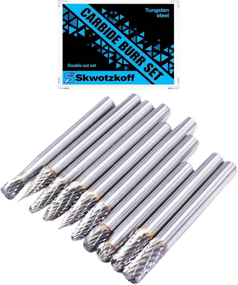 Carbide Burr Set 1/4" Head 1/4" Shank 10PCS Shaping Metal