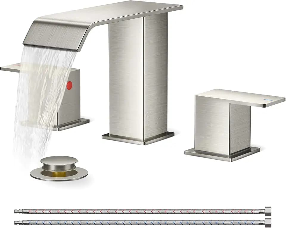 FORIOUS Bathroom Faucet 3 Hole 8" Widespread Sink Faucets Brushed Nickel