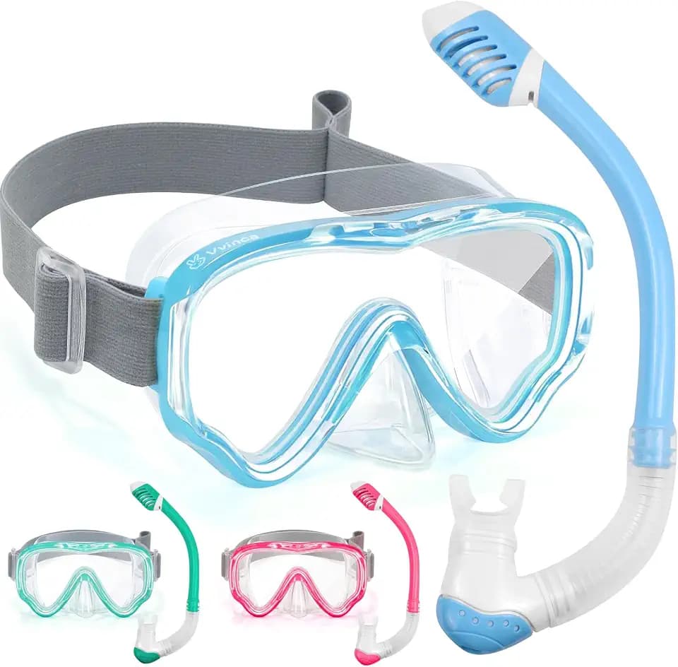 Vvinca Kids Snorkel Set 3-14,Snorkeling Gear for Kids Swim mask No Leak