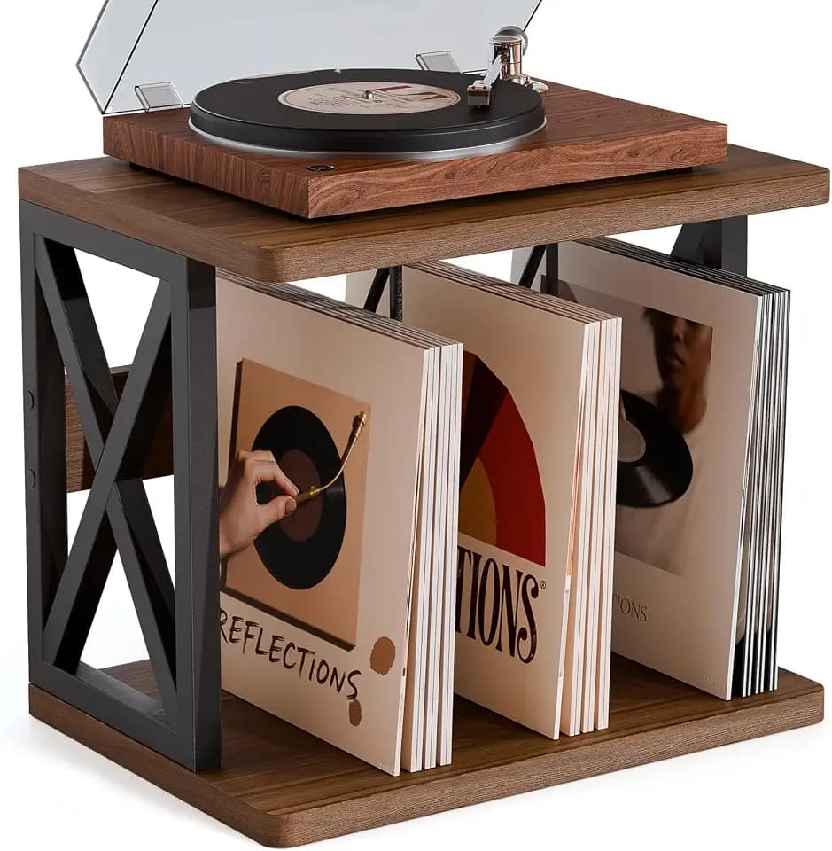 Stackable Record Holder,80-100 Lps Vinyl Records Storage with Shelf