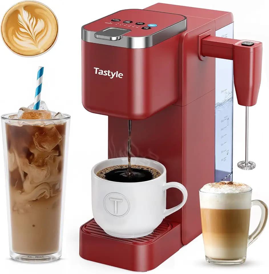 Tastyle Single Serve Coffee Maker with Built-in Detachable Milk Frother