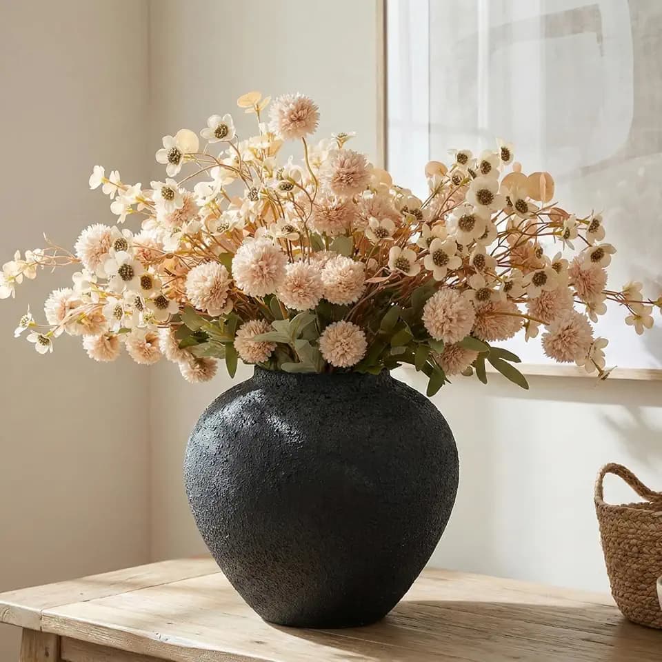 Beige Silk Flower Arrangements Decor, Large Floral Centerpieces For Tables