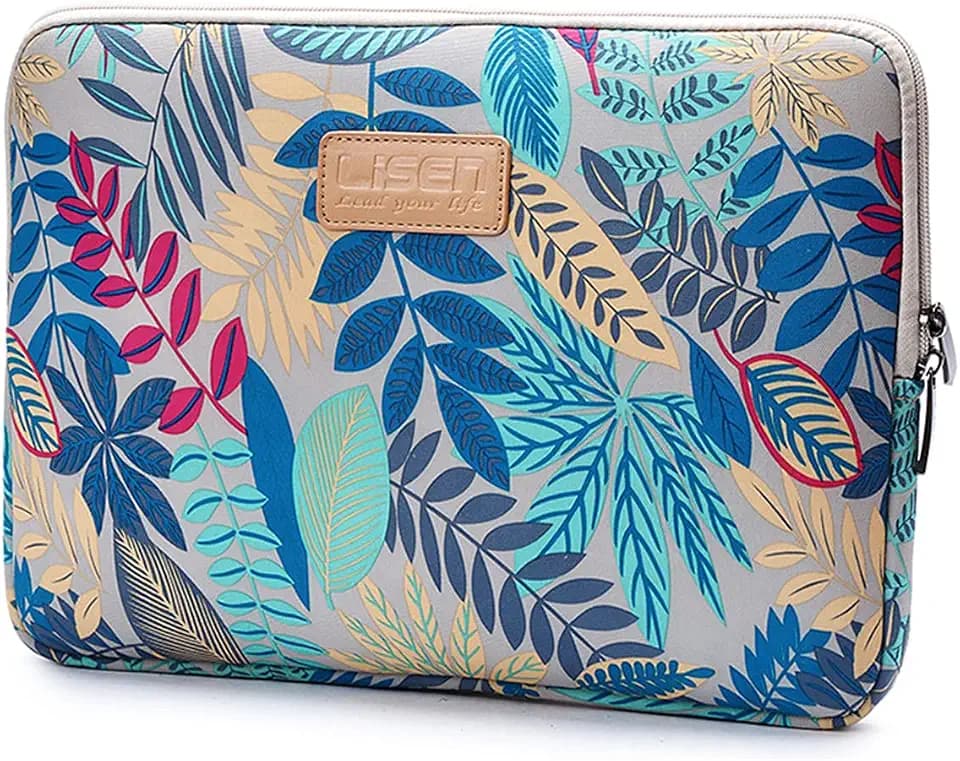 Laptoptasche Schutzhülle Wasserdicht Neoprene, Laptop Sleeve Case Laptophülle Notebook Hülle Tasche für Acer/Asus/Dell/Lenovo/HP/Samsung (graue Blätter, 15,6 Zoll)