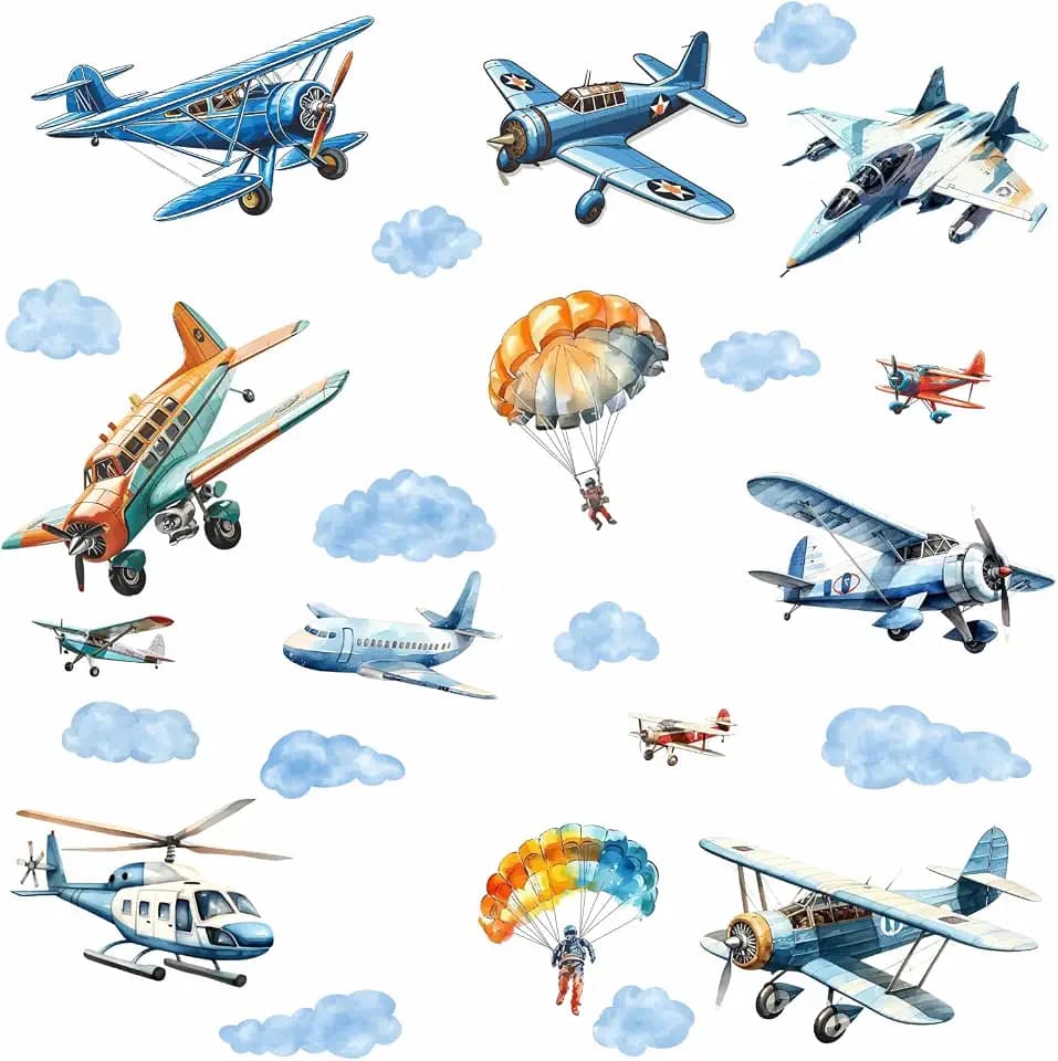Airplane Wall Stickers Plane Decals Cloud Aircraft Nursery Decor for Boys