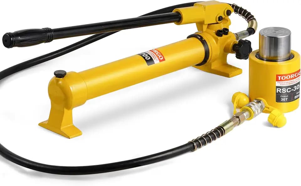 30 Ton Hydraulic Cylinder, 2” Stroke Hydraulic Ram Jack, Porta Power Automatic Retracting Jack with CP-700, Yellow