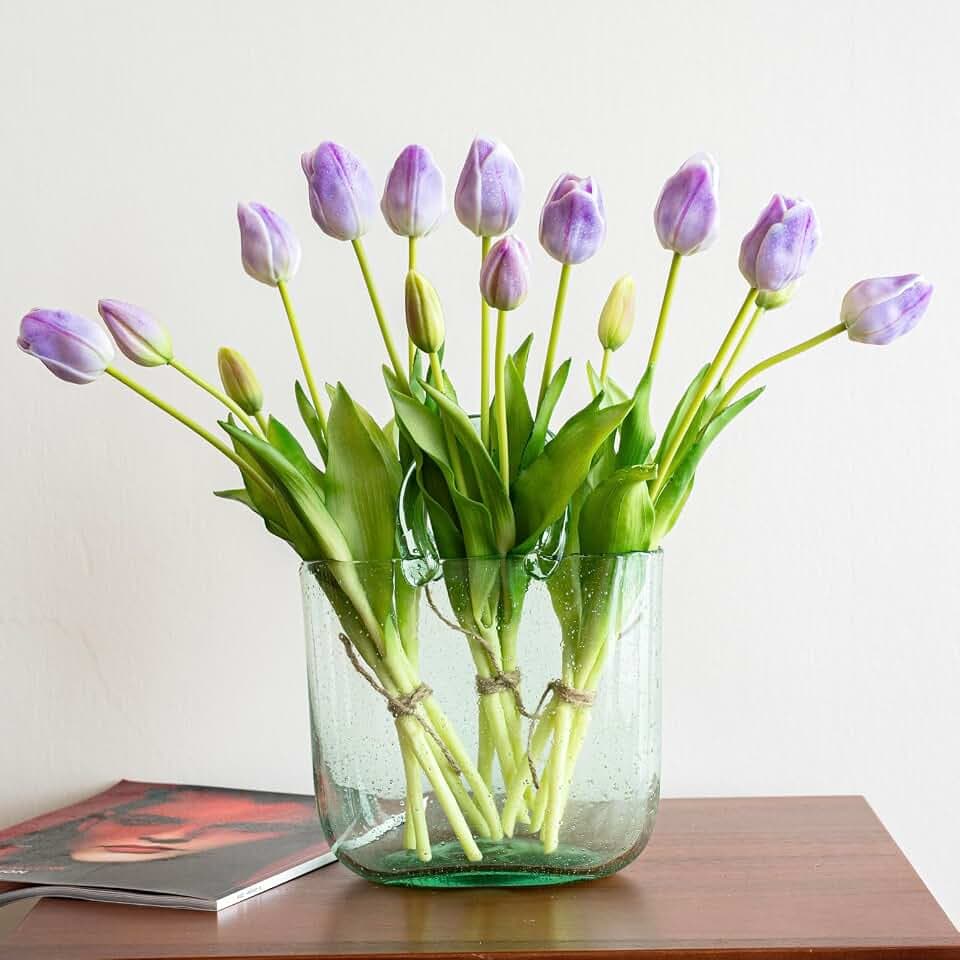 Artificial Tulips Flowers,Soft Touch Latex Bouquet, Fake Tulips,Spring Wedding Home Room Table Centerpiece Decor
