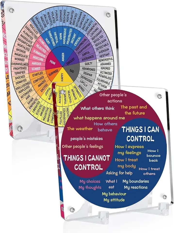 2 Pieces Acrylic Needs/Feelings Wheel Emotions Wheel Mental Health Gifts