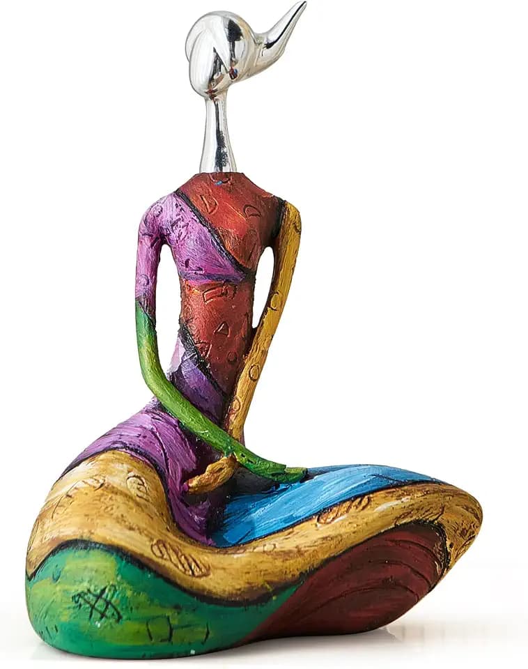 Octdays Art Female Sculpture Figurine, Colorful Yoga Statue for Home Decor