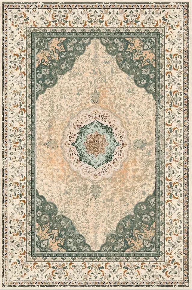 Area Rug Floral Washable Living Room Non-Slip Low-Pile Rugs Kitchen Rugs Egreen9*12ft