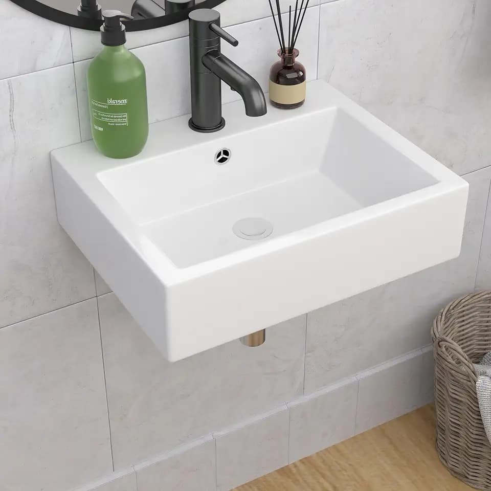 Rectangle Wall Mounted Bathroom Sink 22"x18"