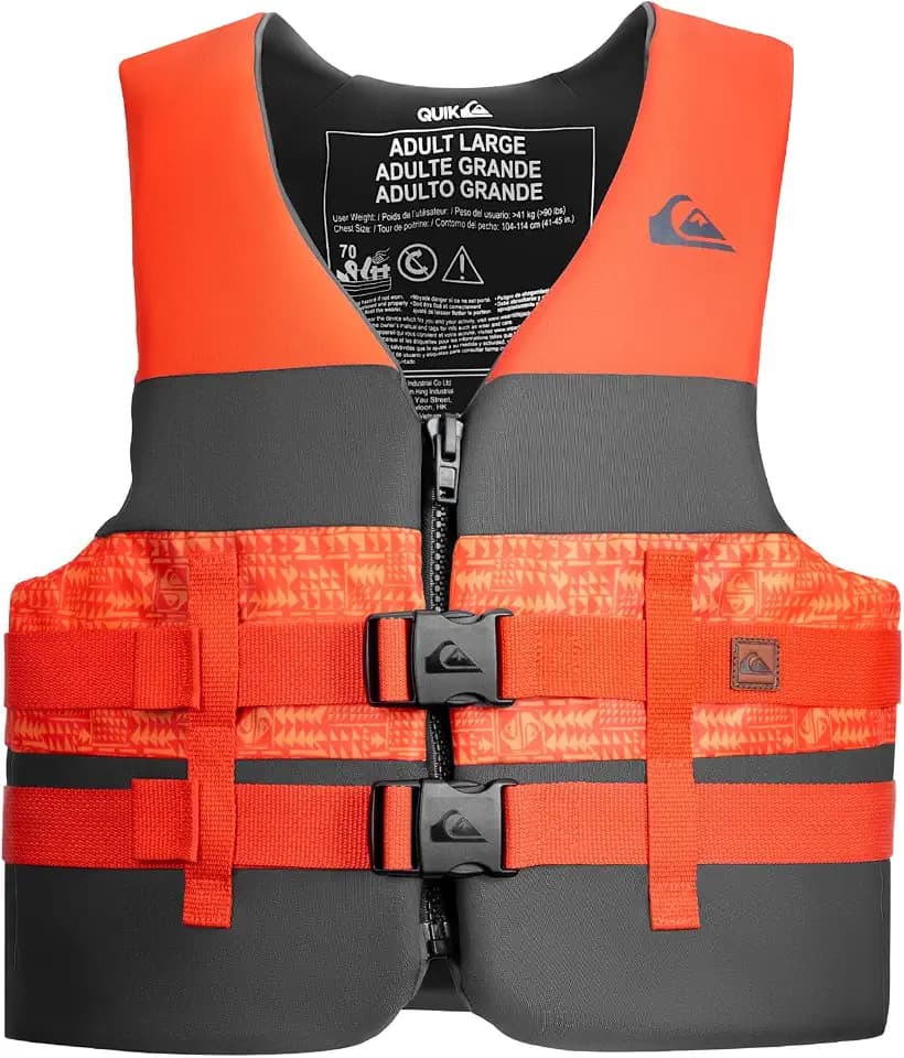 QUIKSILVER USCG Approved Men's Life Jacket for Adults, Lightweight EPE Foam Life Vest for Adults, for Waterskiing, Wakeboarding, Boating, Fishing, Kayaking Rafting Watersports