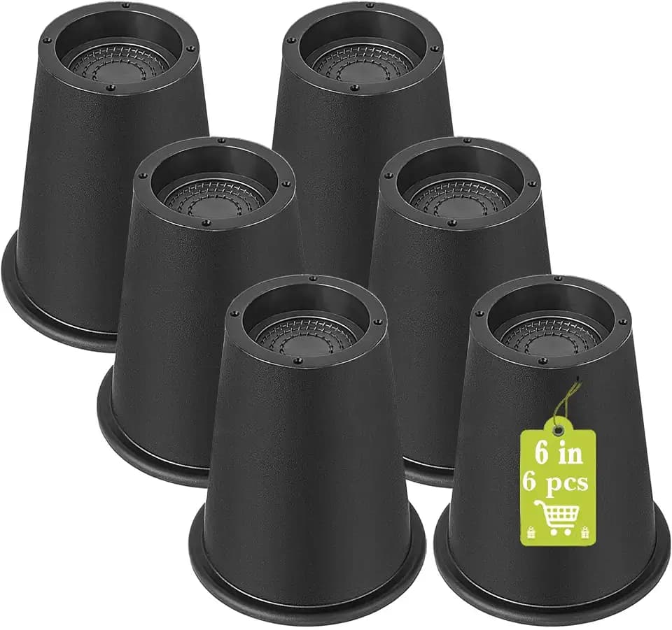 6 Pack Furniture Risers 6 Inch, Bed Risers Heavy Duty for Table Desk Couch Chair Sofa Cabinet Bed Frame Dorm, Round Table Leg Risers Lift Height 6", Black