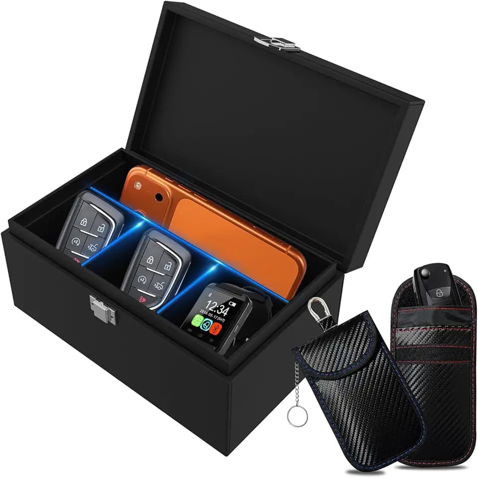 Keyless Go Schutz Autoschlüssel Box mit Trennwand | RFID Abschirmung für Funkschlüssel | Strahlenschutz Schlüsselbox | Signale blockierend & Diebstahlschutz für alle Fahrzeuge