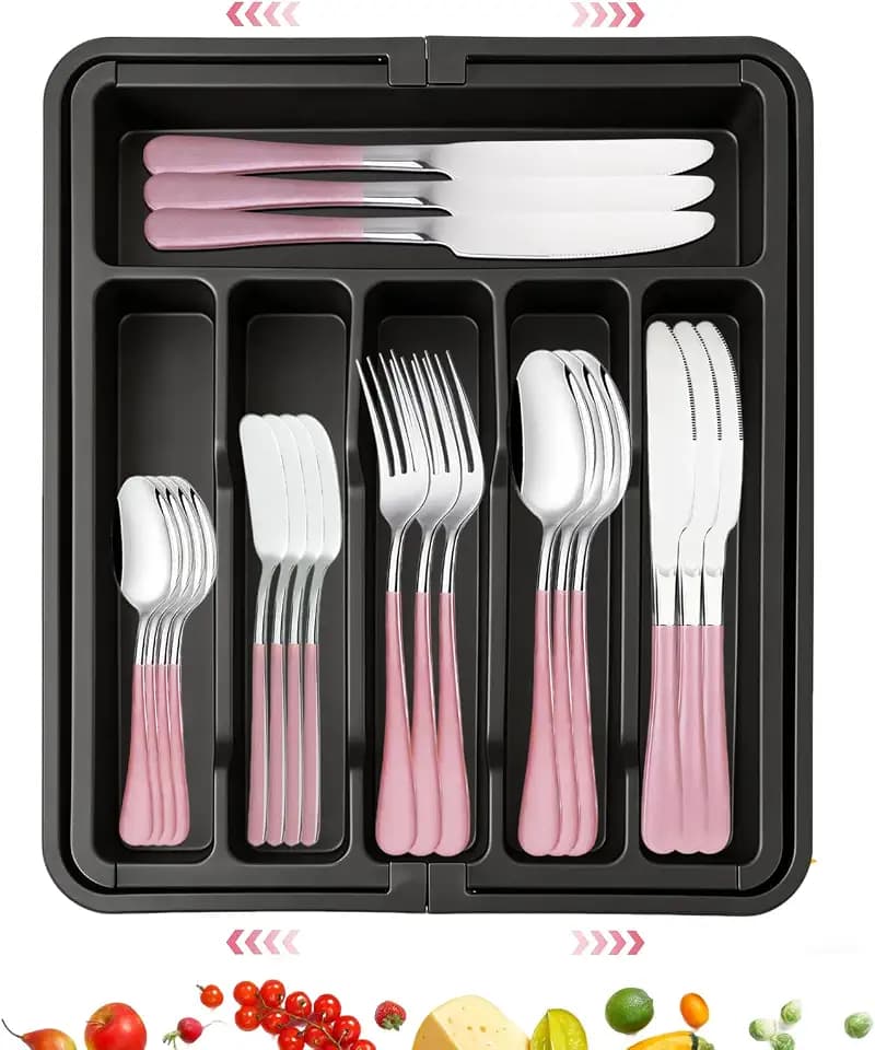30 Pieces Silverware Set with Organizer, Flatware Set for 6 Person