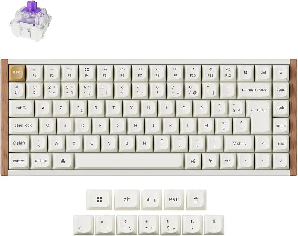 Keychron K2 HE Magnetische AZERTY-Tastatur, 2,4 GHz/Bluetooth 5.2, RGB-Hintergrundbeleuchtung, Hot-Swap, Programmierung mit QMK/Via, 75 % französische Gaming-Tastatur, kompatibel mit Mac/Windows