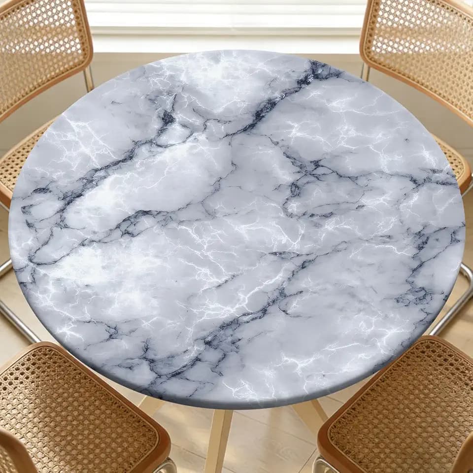 Round Fitted Table Cloth with Elastic Fits 54"-58" Round Tables