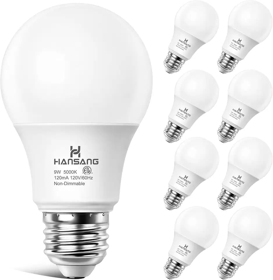 8 Pack E26 Base Daylight 5000K A19 LED Bulb 60 Watt Equivalent
