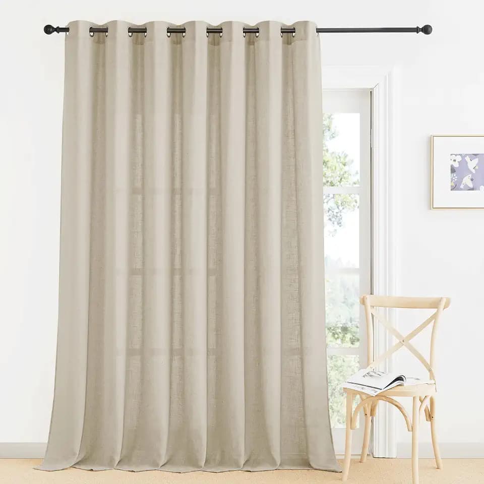 RYB HOME Extra Wide Linen Sheer Curtains for Living Room Sliding Patio Door