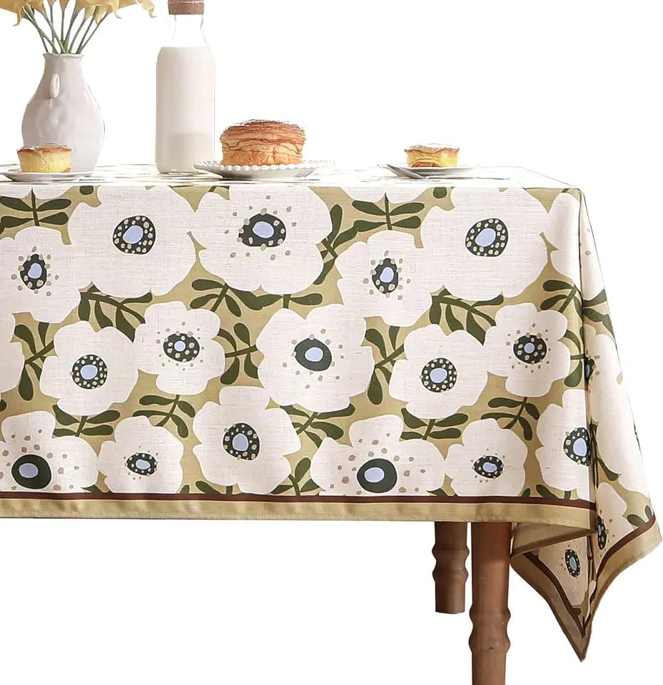 bilin gaier Designer French Linen Tablecloth Rectangular,87"x63"-Hidaka