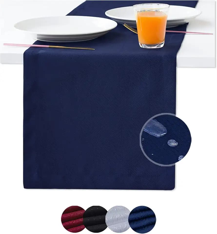 Navy Blue Table Runner 36 inch, Waterproof Coffee Table Runner, Dresser Scarf, Outdoor Short Small Dining Table Runners, Geometric Decor for Nightstand, End Table, Dinner Parties, Wedding